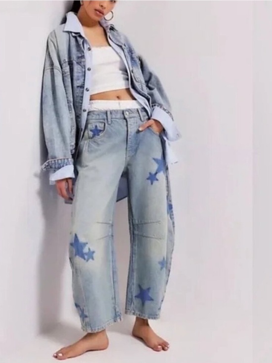 Free People Denim - Free People We The Free Good Luck Shadow Star Barrel denim jeans